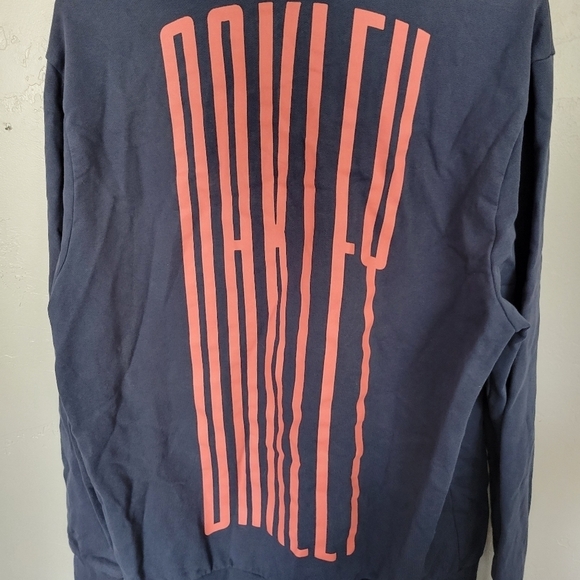 Oakley Men's Large Navy Blue Jacket Full Zip Hooded Long Sleeves Orange Logo - Picture 5 of 6